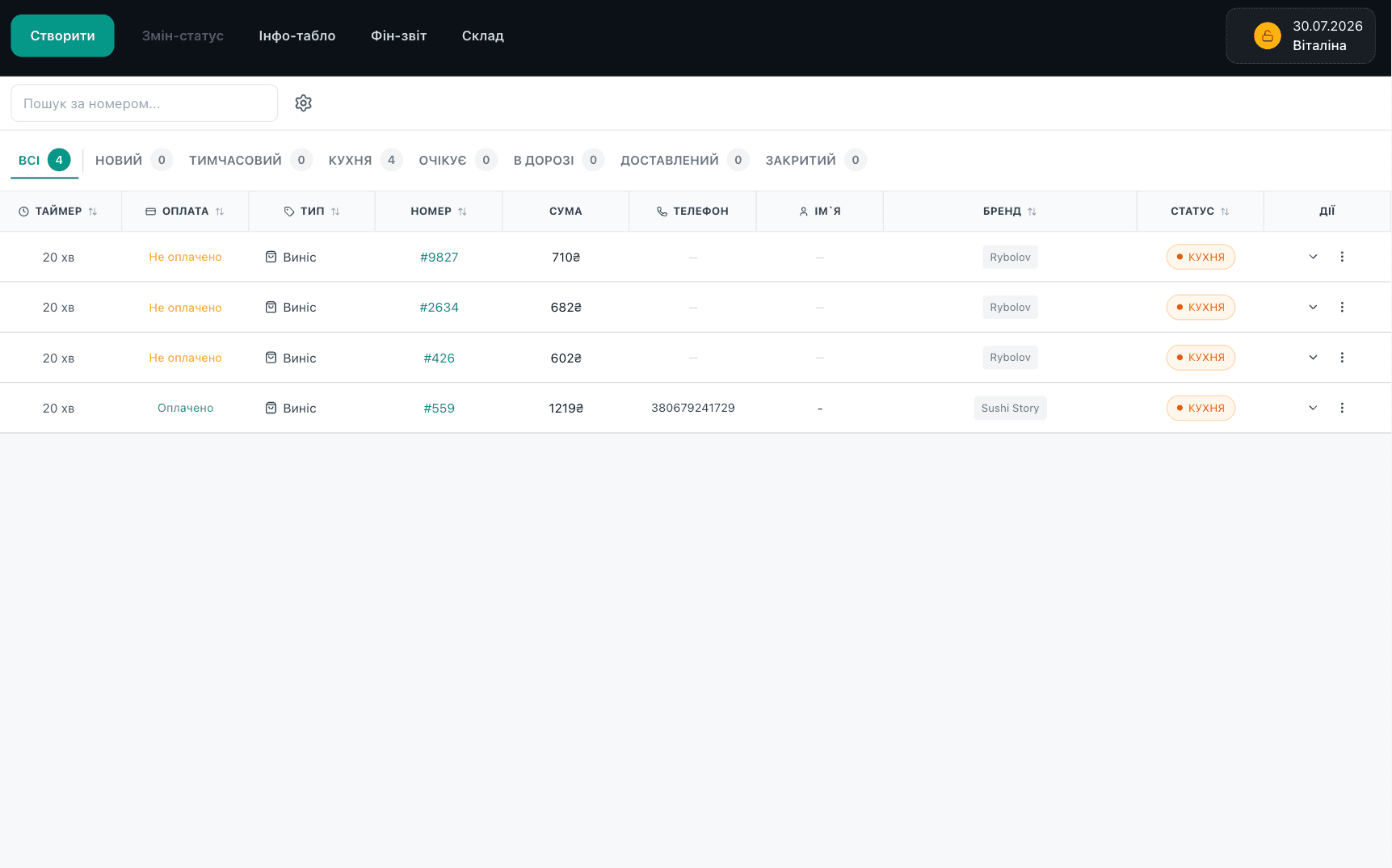 POS order list